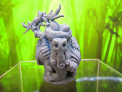 Druid Hermit Dwarf w/ Mask and Bird's Nest Hat Mini Miniature 3D Printed Model