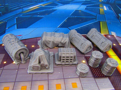 11pc Space Ship Cargo Shipping Docks Set Scenery Scatter Terrain 3D Print