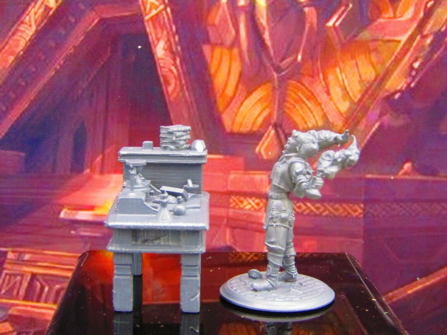 Female Alchemist Mad Scientist & Workshop Desk Mini Miniature Model Character