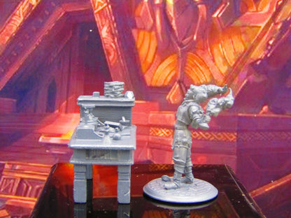 Female Alchemist Mad Scientist & Workshop Desk Mini Miniature Model Character