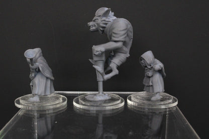 3pc Red Riding Hood & Big Bad Wolf Mini Miniature Blood Fantasy Football Bowl
