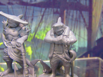 3pc Sharkman Pirate Wartribe Party Mini Miniature Figure 3D Printed Model 28/32m