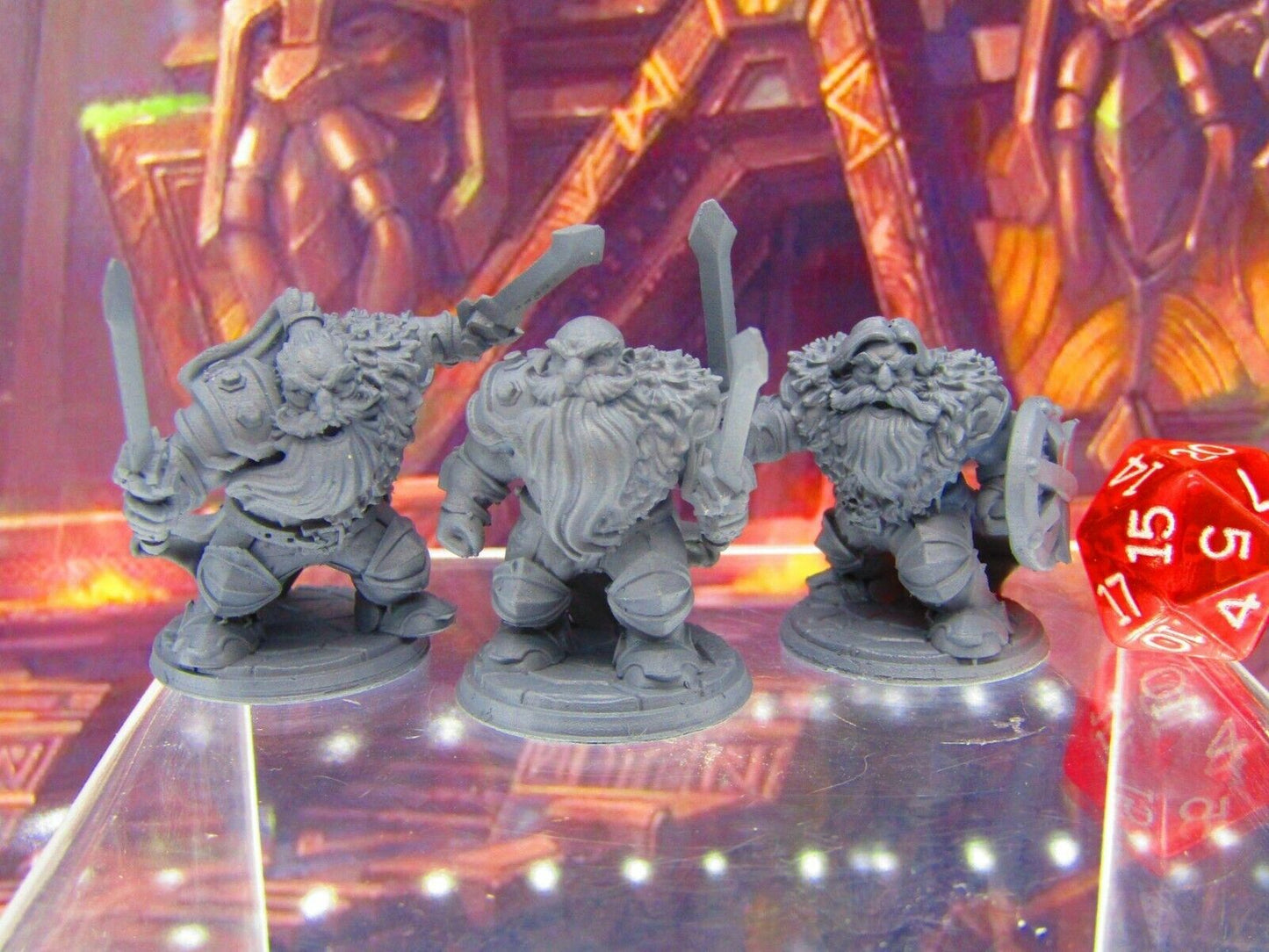 3pc Dwarf Barbarian Berserkers Viking Mini Miniature Figure 3D Printed Model DnD