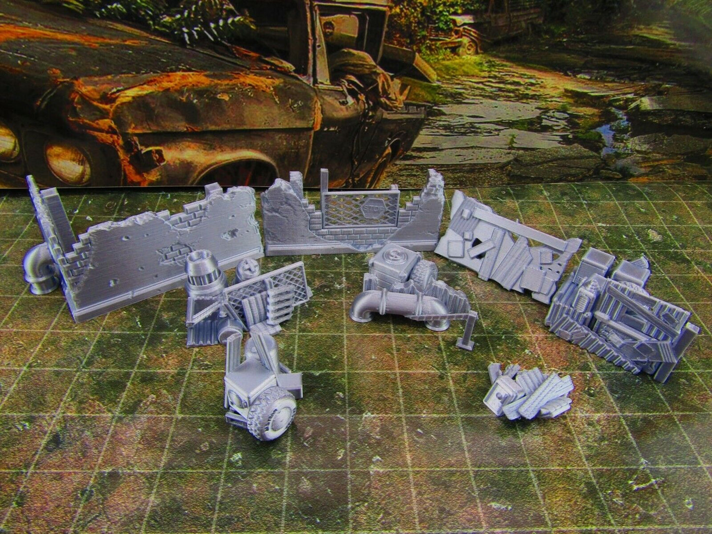 8pc Junk Barricades & Rubble Settlement Set Scatter Terrain Scenery Wasteland