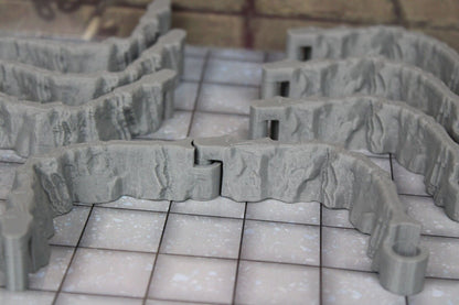 8pc Dry Cavern Dungeonsticks Corner Curves Walls Map Tile Set Scenery D&D