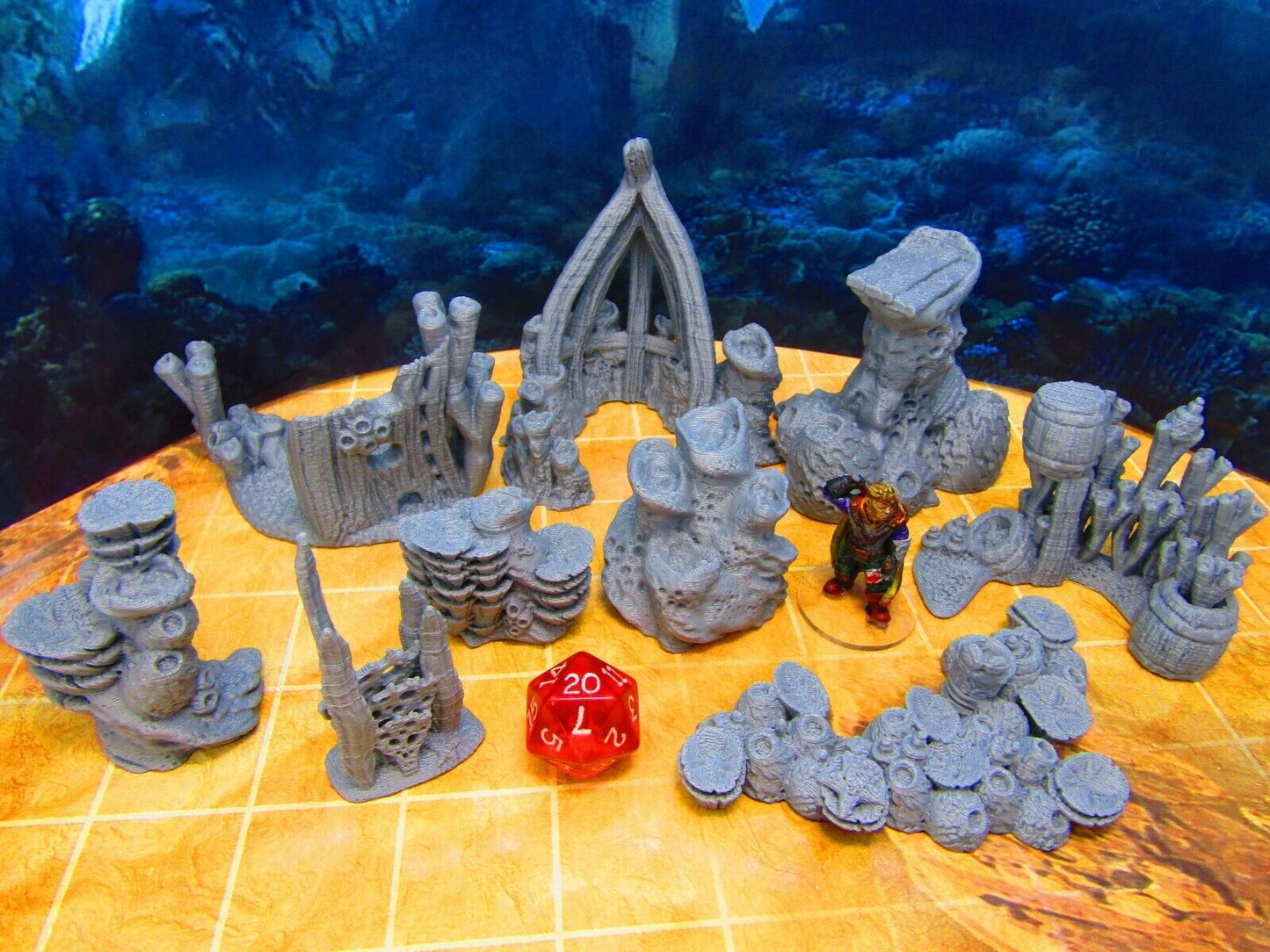 9pc Sea Floor Coral and Shipwreck Scatter Terrain Scenery