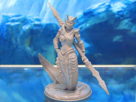 Merfolk Mermaid Female With Spear Mini Miniature Figure 3D Printed Model 28/32mm