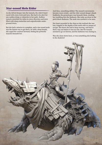 Keir Female Mole Rider W/ Mole Mini Miniature Model RPG Tabletop Gaming D&D