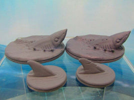 4pc Swimming Sharks Set Mini Miniature Scatter Terrain Scenery 3D Printed Model
