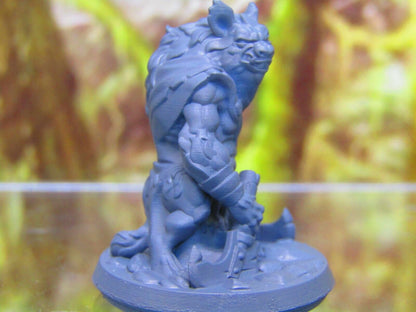 Hyenaman Fighter Warrior Soldier w/Spear/Shield Mini Figure 3D Printed Model