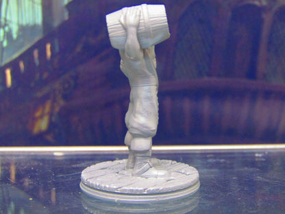 Long Haired Human Pirate Crewman w/ Barrel Miniature Figure 3D Printed Model