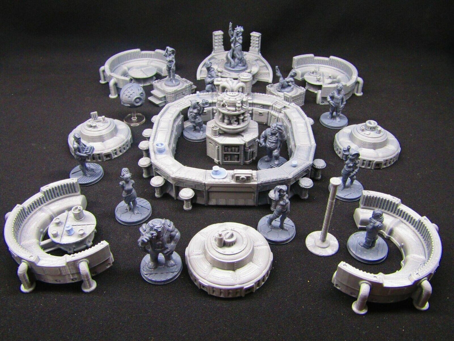 50pc Sci Fi Modular Bar Night Club Scenery Terrain Set w/ Miniatures 3D Print