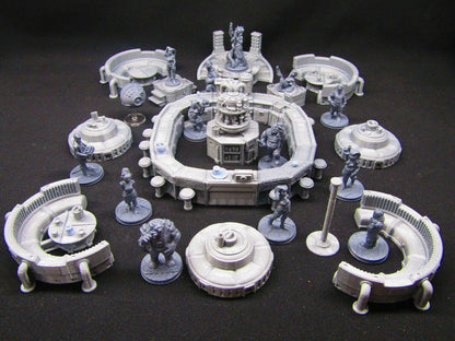 50pc Sci Fi Modular Bar Night Club Scenery Terrain Set w/ Miniatures 3D Print