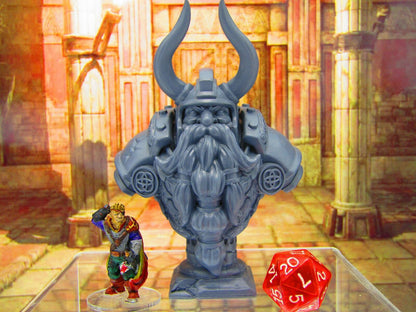 4" Tall Dwarven King Bust Statue Resin 3D Printed Model D&D Game Room Decoration
