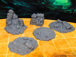 5pc Treasure Trove Coin Piles Chests Scatter Terrain Scenery 3D Printed Model