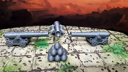 Lot of 3 Cannons Siege Weapon Ship Scatter Terrain 3D Printed Dungeons & Dragons