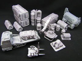 41pc Shipping Docks Cargo Set W/ Vehicles & Crane Scenery Scatter Terrain Rpg