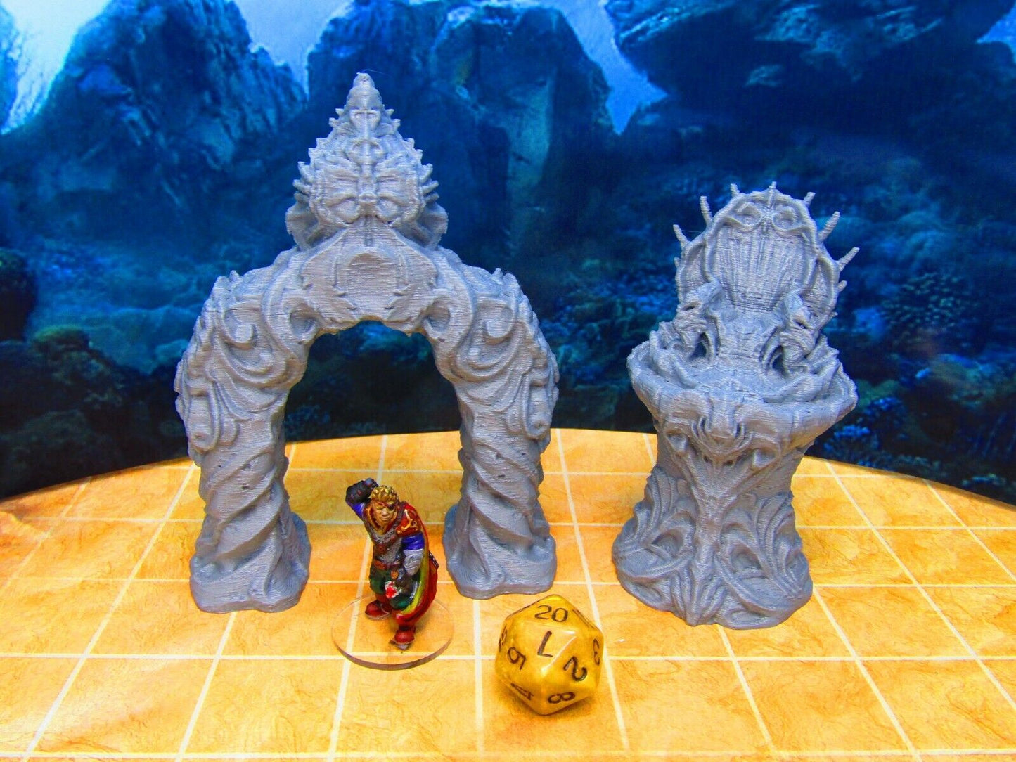 Merfolk Underwater City Entryway and Throne Scenery Scatter Terrain Props