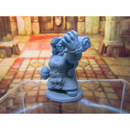Female Dwarven Artificer Archaeologist Mini Miniature Dwarf 3D Printed Model