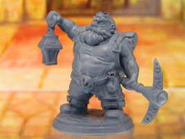 Rufus Breakrock Deep Mine Ore Miner w/ Lamp Dwarf Mini Miniature 3D Print Dnd