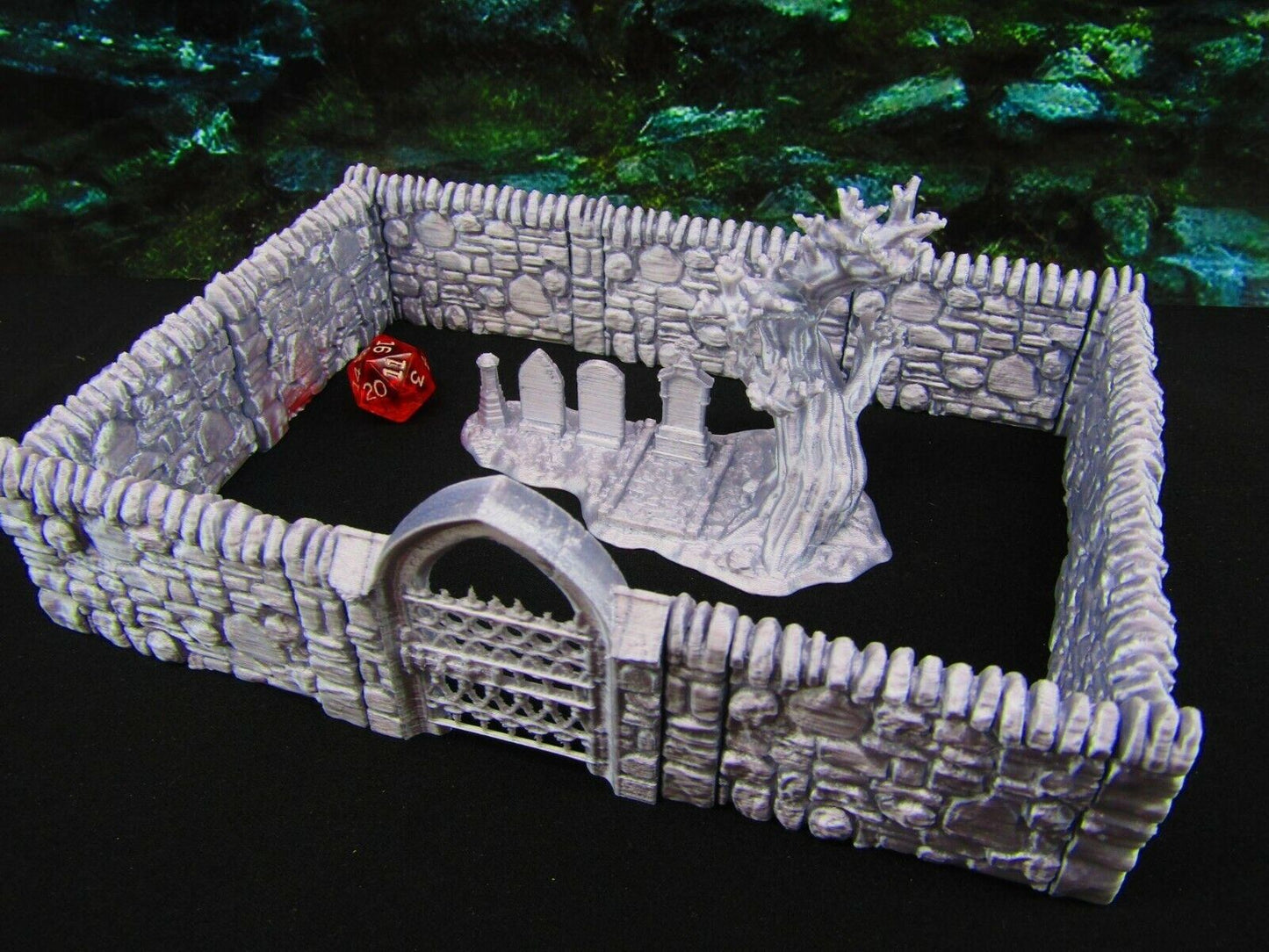 21pc Stone Wall Set w/ Family Grave Graveyard Cemetery Scatter Terrain Scenery