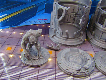 Containment Holding Chambers Cell Damaged Pair W/ Space Monsters Aliens Set