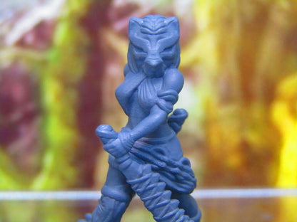 Masked Tribal Jungle Wildcat Warrioress Mini Miniature Figure 3D Printed Model