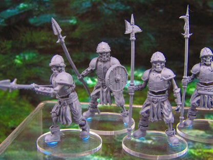 5pc Undead Skeletal Spearman Warrions Soldiers Skeletons Mini Miniatures 3D
