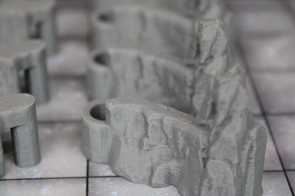 8pc Dry Cavern Dungeonsticks Stone Wall Ends Walls Map Tile Set Scenery D&D