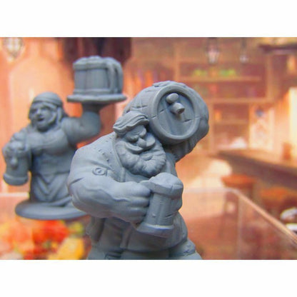 Dwarven Bartender and Waitress Mini Miniature Dwarf 3D Printed Model 28/32mm