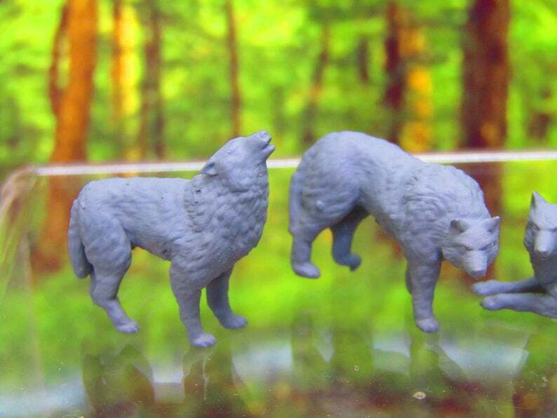4pc Wolfpack / Wild Dogs Mongrels Set Mini Miniature 3D Printed Figure Model