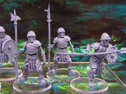 5pc Undead Skeletal Spearman Warrions Soldiers Skeletons Mini Miniatures 3D