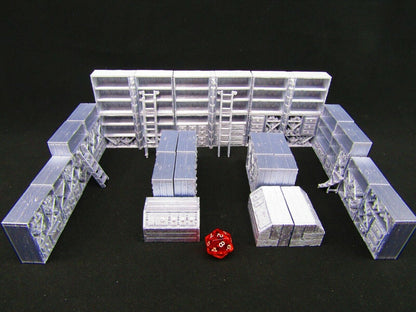 26pc Library Book Shelves, Cabinets, Counters & Ladders Scatter Terrain Scenery