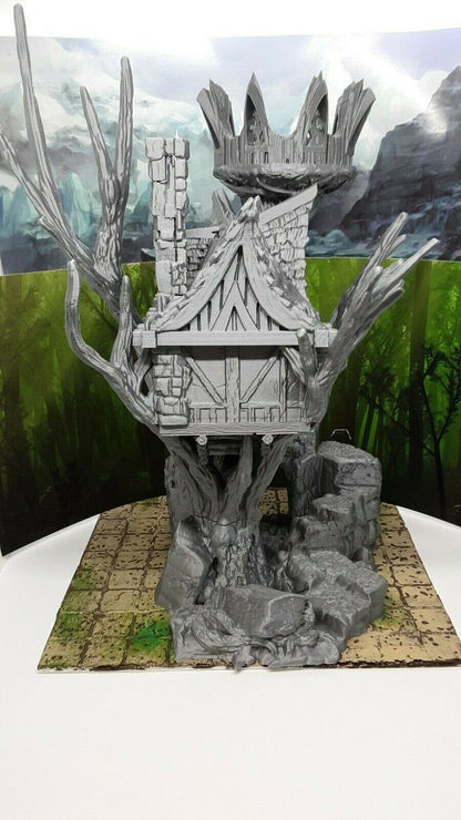 4 Piece Modular Elvish Treehouse Watchtower Tree Fort Scatter Terrain Scenery