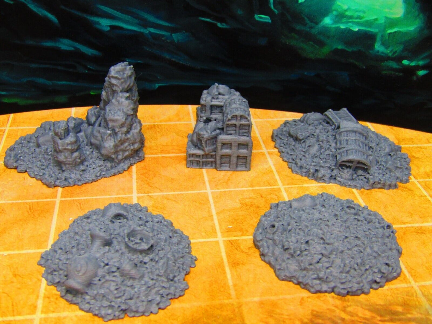 5pc Treasure Trove Coin Piles Chests Scatter Terrain Scenery 3D Printed Model