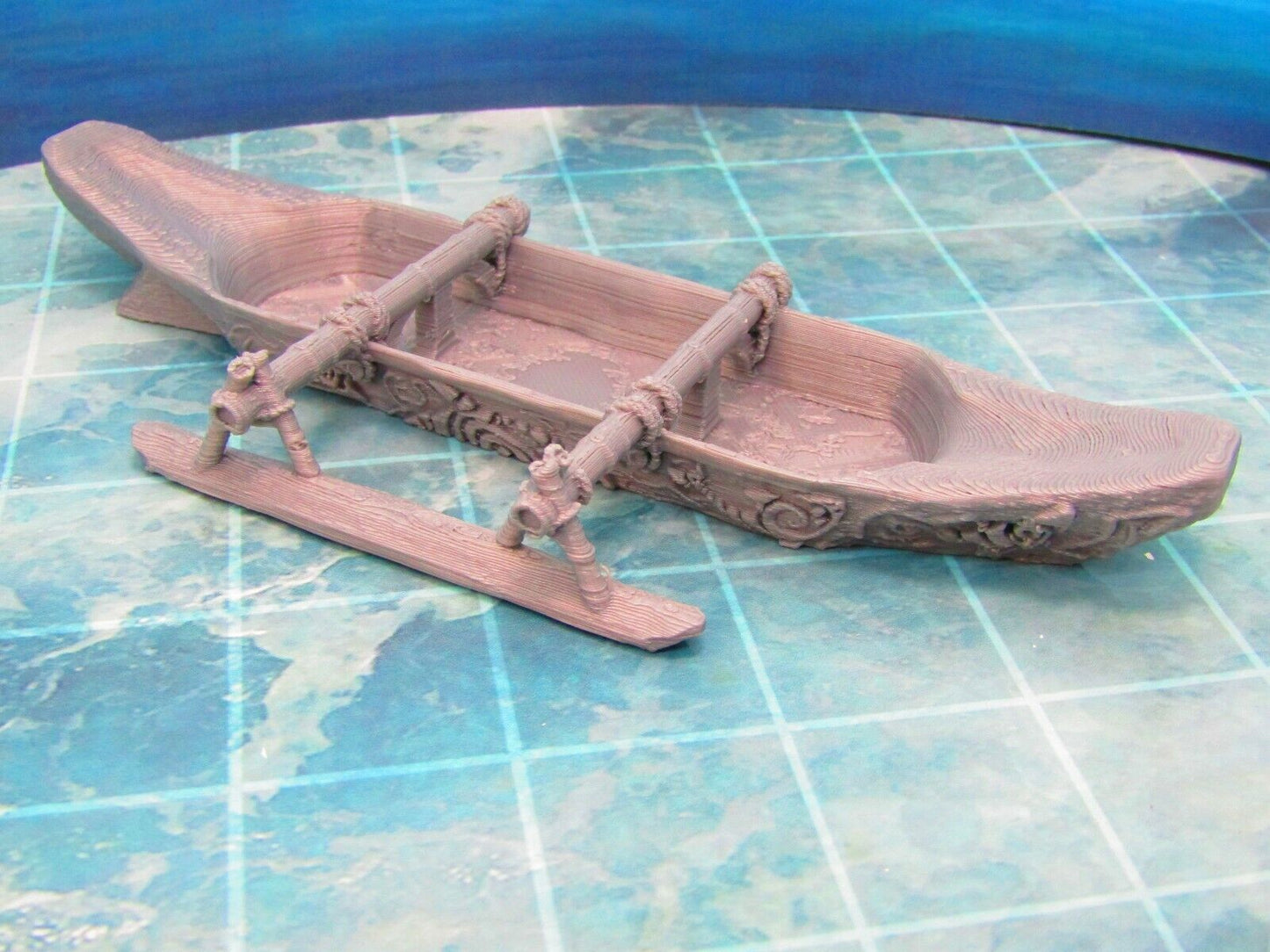 Canoe with Outrigger Boat Ship Scatter Terrain Scenery 3D Printed Model 28/32mm