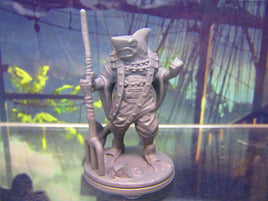 Sharkman Pirate w/ Trident Spear Mini Miniature Figure 3D Printed Model 28/32mm