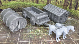 Modular Wagon Set W/ Horses 28/32mm Scale Scatter Terrain Tabletop Scenery Model