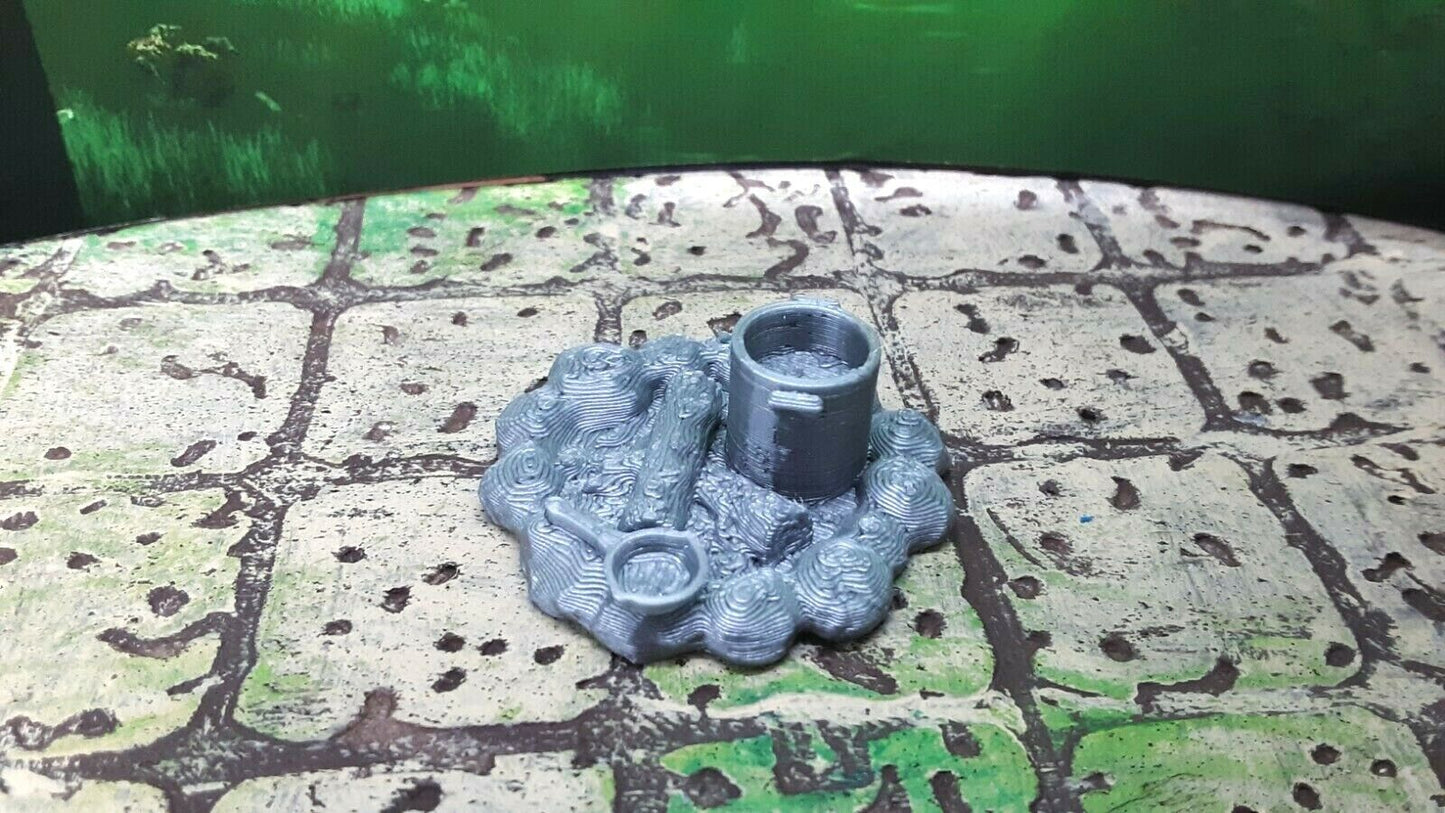 4 Piece Camp Set Cooking Fire, Hitch Post, Miniature Dungeons & Dragons 28mm