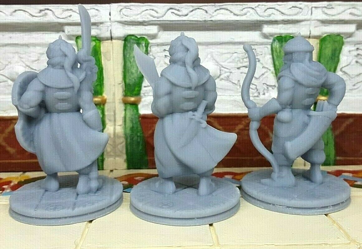 3x Palace Soldiers Guards Fighters Mini Miniature Figure 28-32MM Resin Printed