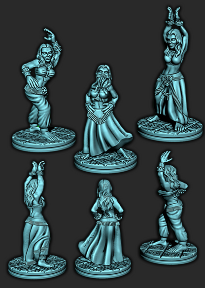 Set of 3 Egyptian Belly Dancers Mini Miniature Figure 28-32MM Resin Printed