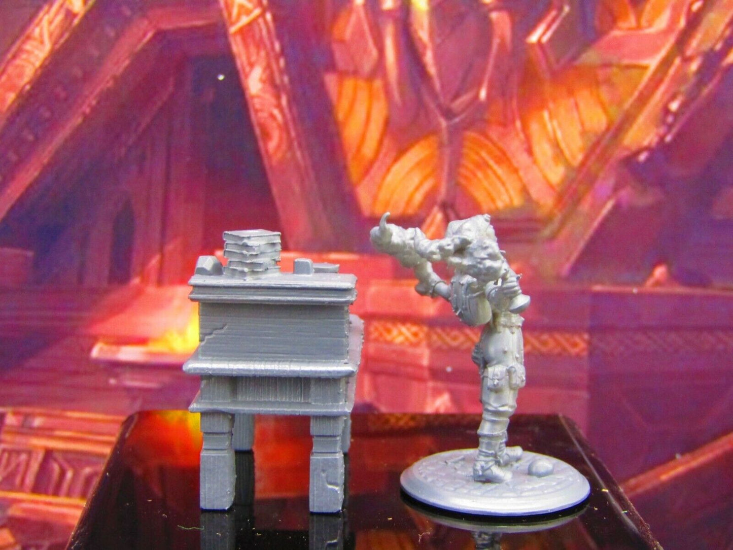 Female Alchemist Mad Scientist & Workshop Desk Mini Miniature Model Character
