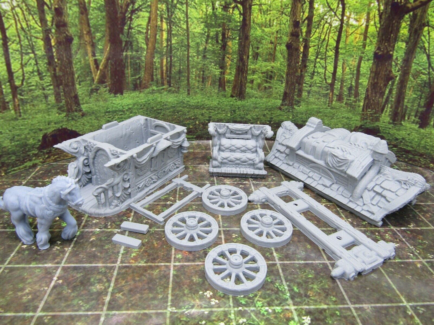 Aristocrat Carriage Wagon & Horse Scenery Terrain 3D Printed Model 28/32mm Scale