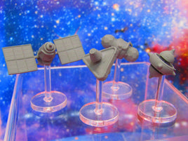 4 Piece Space Beacons and Satellite Markers Starfinder Fleet Scale Starship