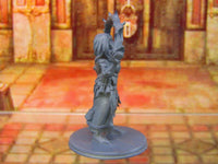 
              Dark Elf Sorceress Wizard w/ Wand Mini Miniature Figure 3D Printed Model 28/32mm
            