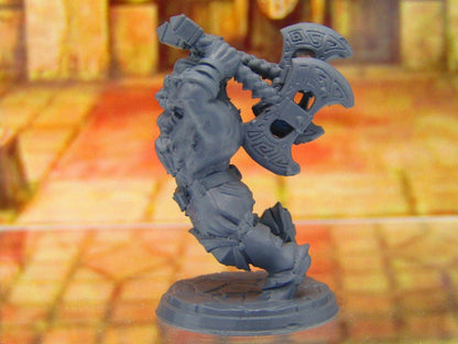 Hegnar the Impetuous Beserker Barbarian Dwarf Mini Miniatures 3D Printed Model