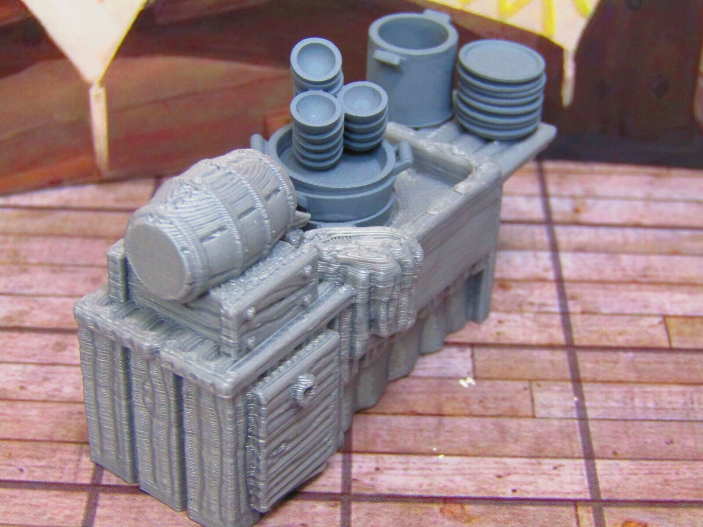 5pc Inn Tavern Restaurant Kitchen Sink & Dishes Set Scenery Scatter Terrain