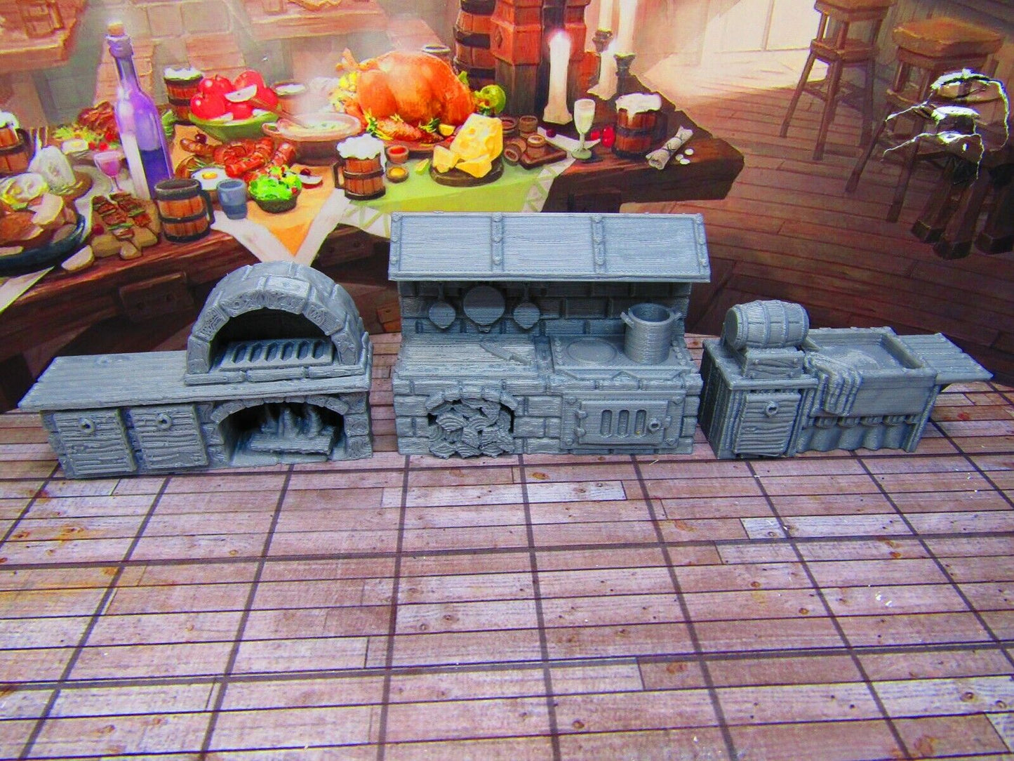4 Piece Inn Tavern Restaurant Small Kitchen Set Scenery Scatter Terrain Props