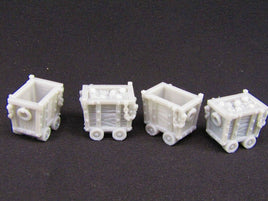 4pc Mine Carts Scatter Terrain Scenery 3D Printed Mini Miniature Model 28/32mm