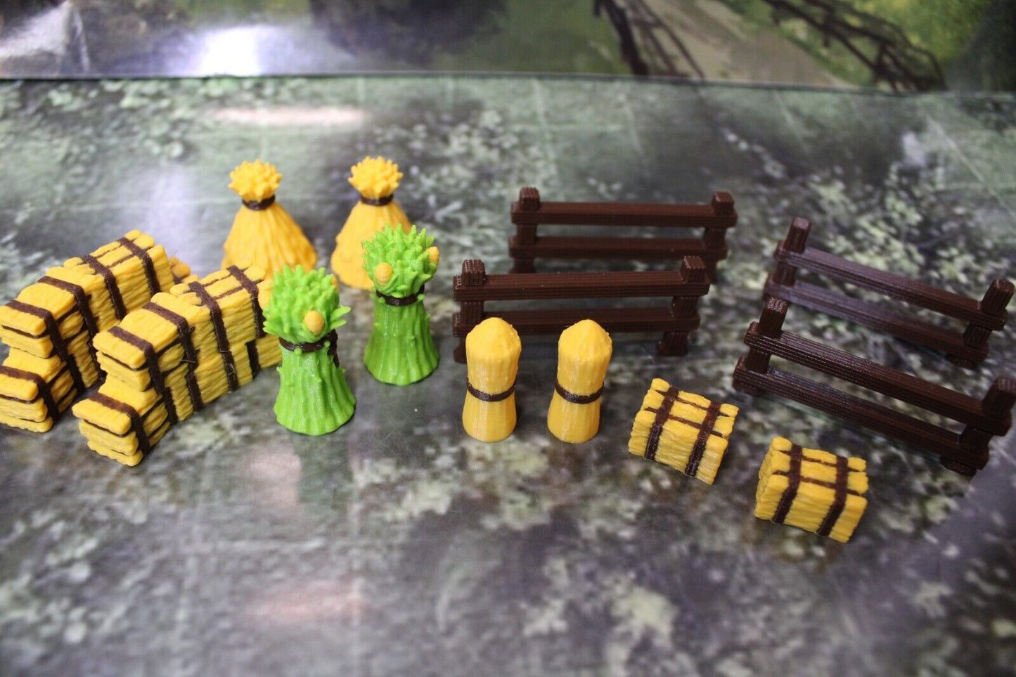 14pc Color Farm Set w/ Fence Corn Shock Haystacks Autumn Fall Set Mini Miniature